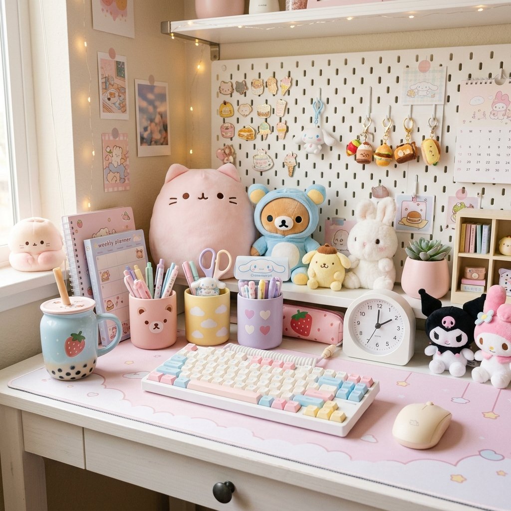Aesthetic pastel workspace